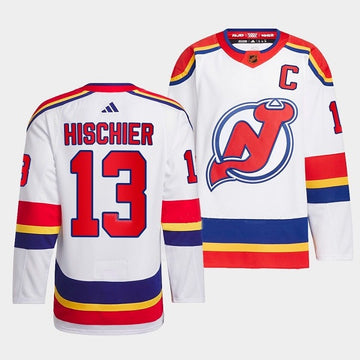 New Nico Hischier New Jersey Devils white Reverse Retro jersey