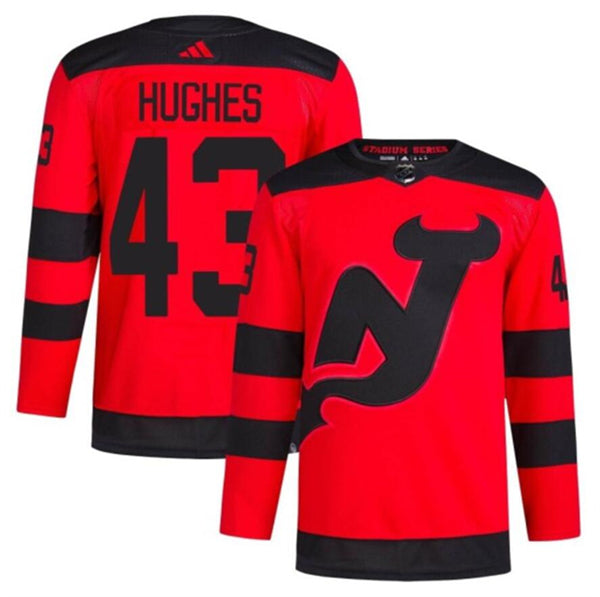 New Luke Hughes New Jersey Devils red Stadium Series jersey