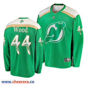 New Miles Wood New Jersey Devils green jersey