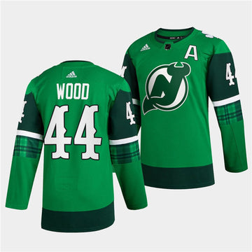 New Miles Wood New Jersey Devils green jersey