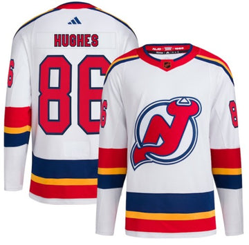 New Jack Hughes New Jersey Devils white Reverse Retro jersey