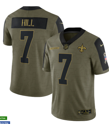 Taysom Hill Nike New Orleans Saints olive Salute To Service jersey