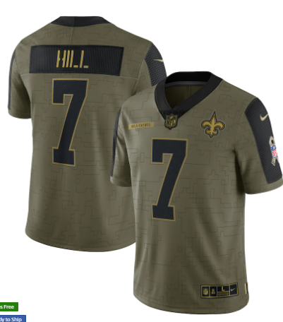 Taysom Hill Nike New Orleans Saints olive Salute To Service jersey