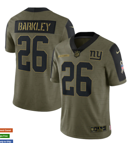 Saquon Barkley Nike New York Giants olive Salute To Service jersey