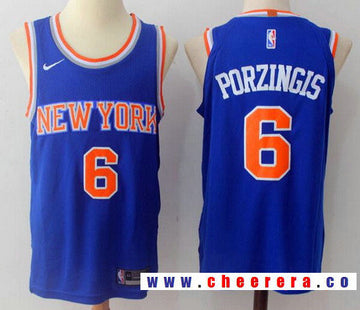 Kristaps Porzingis New York Knicks blue jersey