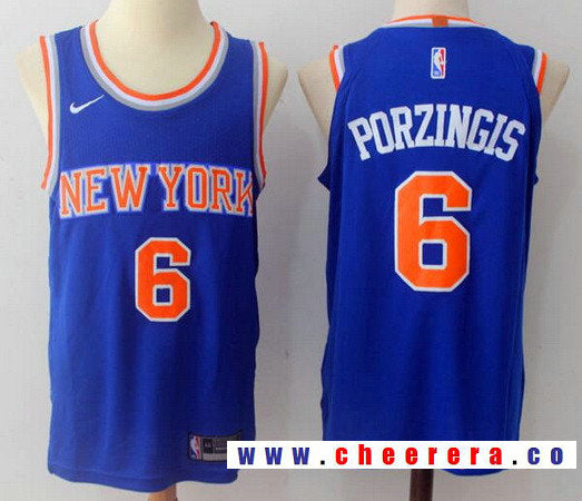 Kristaps Porzingis New York Knicks blue jersey
