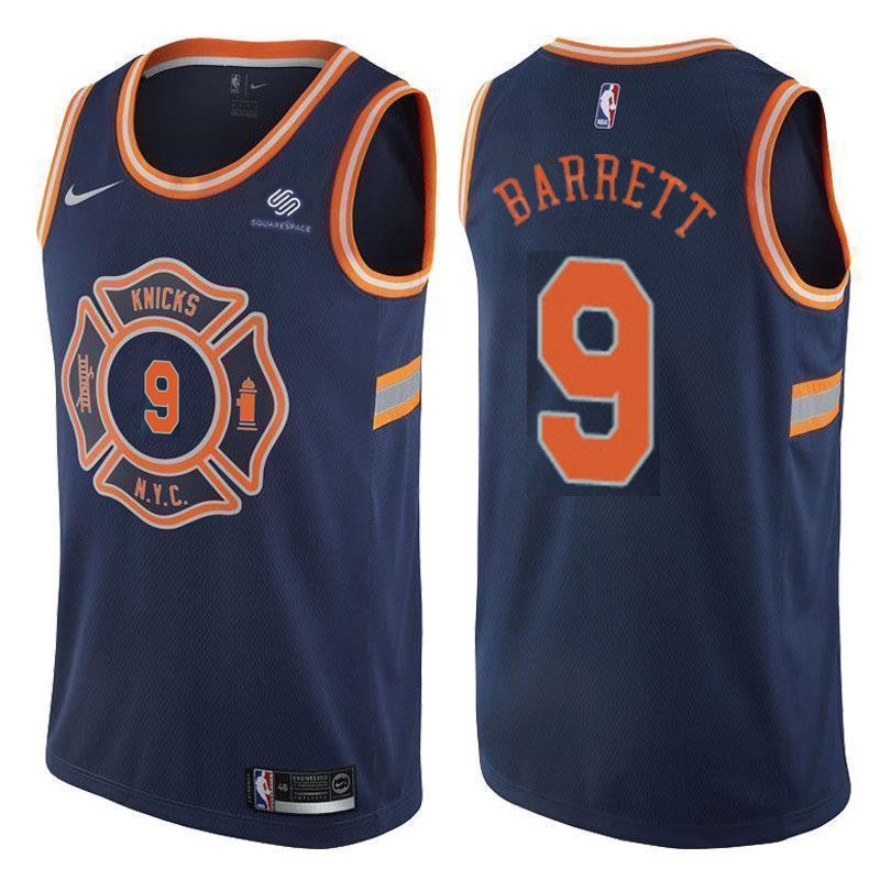 RJ Barrett New York Knicks navy jersey