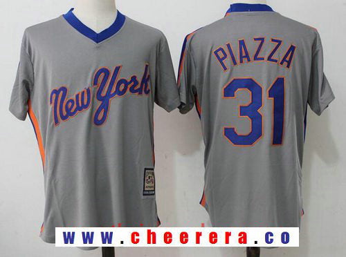 Mike Piazza New York Mets gray Cooperstown jersey