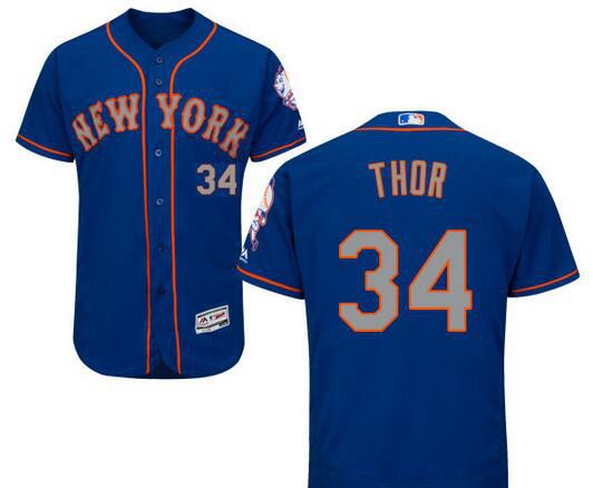 Noah Syndergaard Nickname The Mighty Thor New York Mets blue jersey