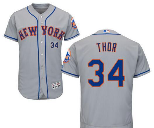 Noah Syndergaard Nickname The Mighty Thor New York Mets gray jersey