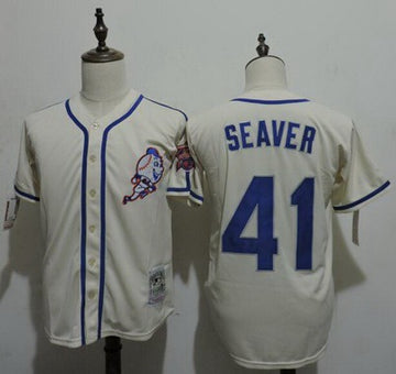 Tom Seaver New York Mets cream Cooperstown jersey