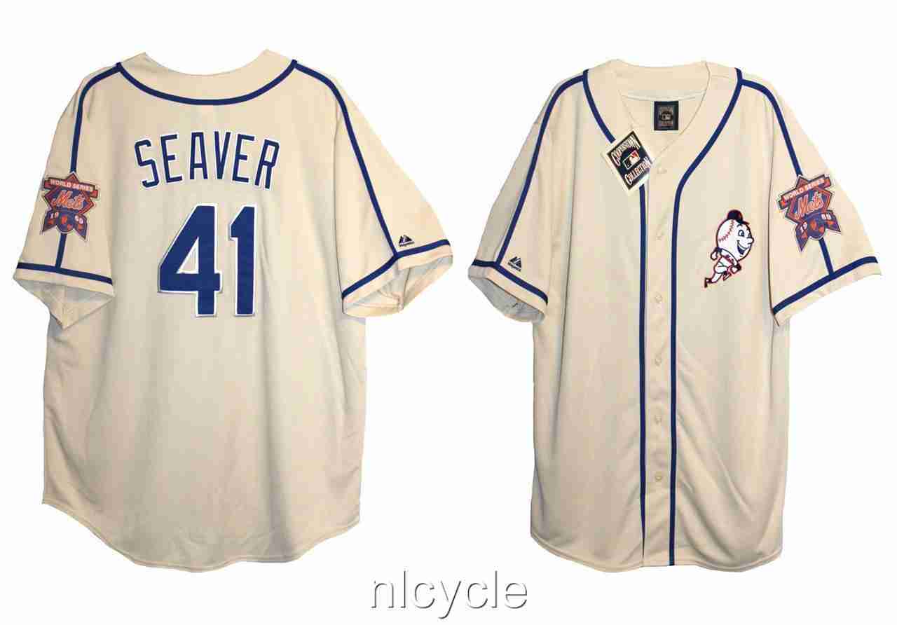 Tom Seaver New York Mets cream Cooperstown jersey