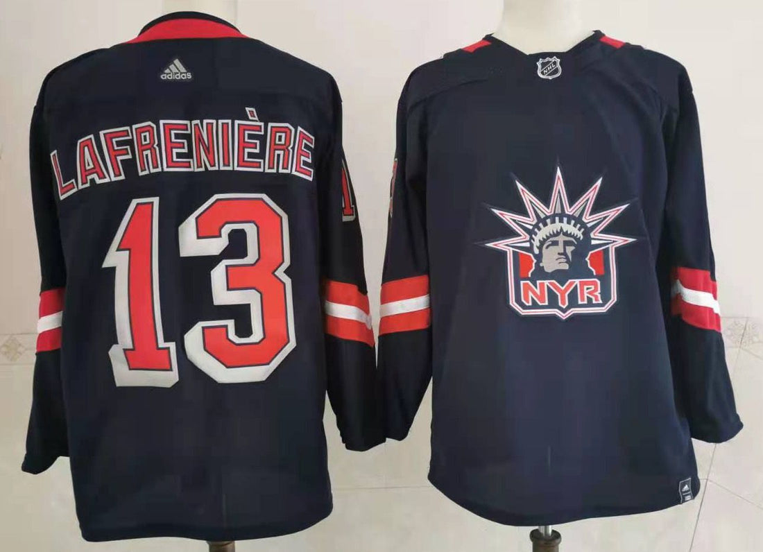 Alexis Lafreniere New York Rangers navy jersey