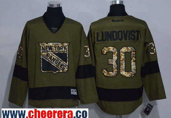Henrik Lundqvist New York Rangers green Salute To Service jersey