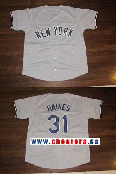Tim Raines New York Yankees gray Cooperstown jersey