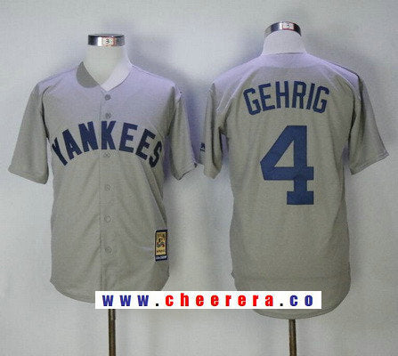 Lou Gehrig New York Yankees gray Cooperstown jersey