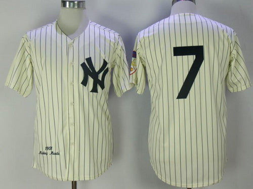 Mickey Mantle New York Yankees cream Throwback jersey