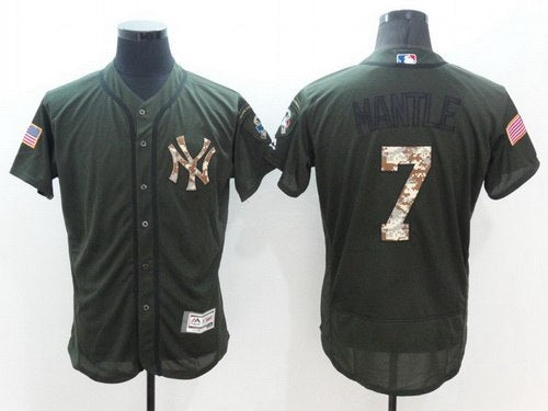 Mickey Mantle New York Yankees green Salute To Service jersey