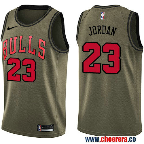 Nike Michael Jordan Chicago Bulls green Salute To Service jersey