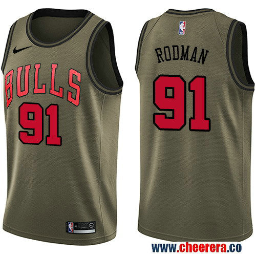 Nike Dennis Rodman Chicago Bulls green Salute To Service jersey
