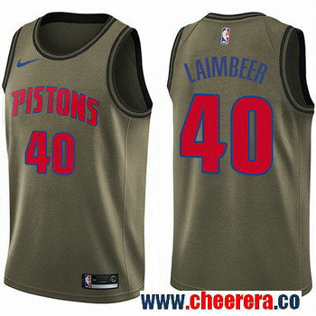 Nike Bill Laimbeer Detroit Pistons green Salute To Service jersey