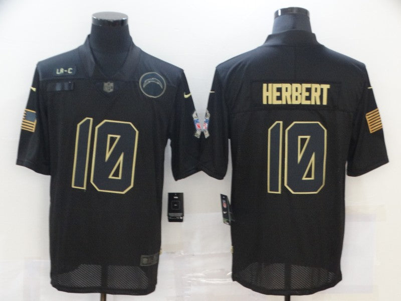 Nike Justin Herbert Los Angeles Chargers black Salute To Service jersey