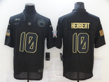 Nike Justin Herbert Los Angeles Chargers black Salute To Service jersey