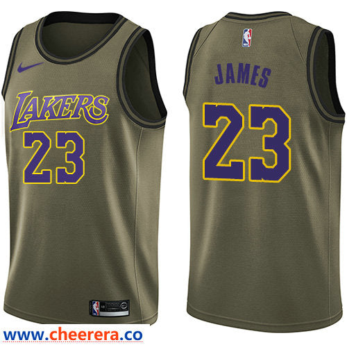 Nike LeBron James Los Angeles Lakers green Salute To Service jersey