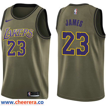 Nike LeBron James Los Angeles Lakers green Salute To Service jersey