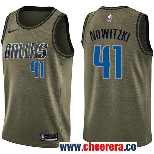 Nike Dirk Nowitzki Dallas Mavericks green Salute To Service jersey