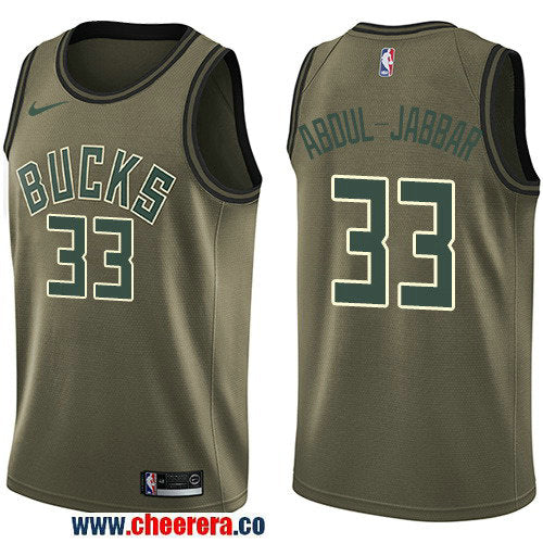 Nike Kareem Abdul-Jabbar Milwaukee Bucks green Salute To Service jersey