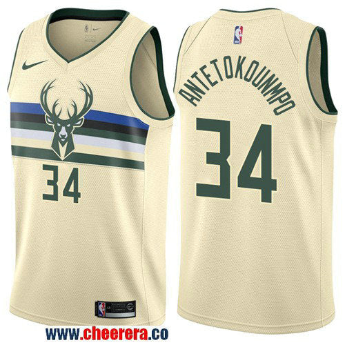Nike Giannis Antetokounmpo Milwaukee Bucks cream jersey