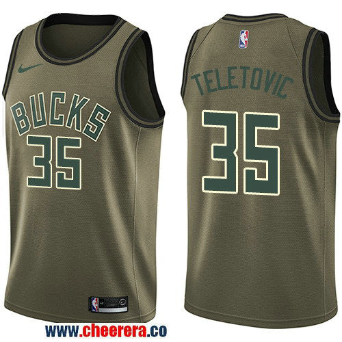 Nike Mirza Teletovic Milwaukee Bucks green Salute To Service jersey