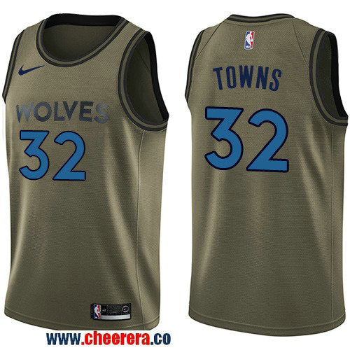 Nike Karl-Anthony Towns Minnesota Timberwolves green Salute To Service jersey
