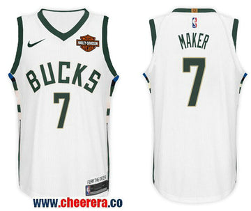 Nike NBA Thon Maker Milwaukee Bucks white jersey