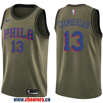 Nike Wilt Chamberlain Philadelphia 76ers green Salute To Service jersey
