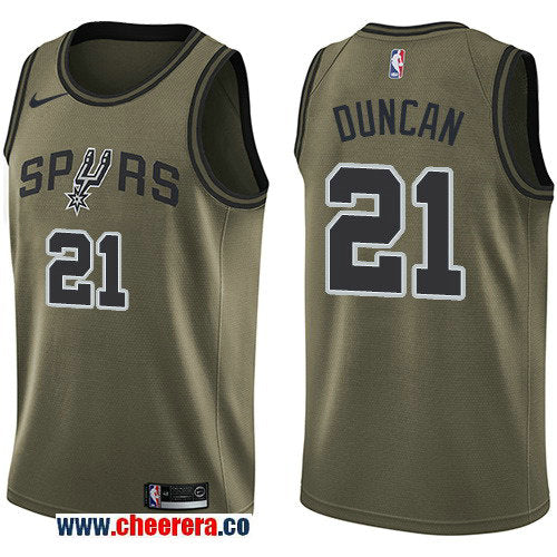 Nike Tim Duncan San Antonio Spurs green Salute To Service jersey