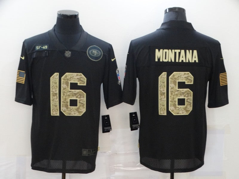 Nike Joe Montana San Francisco 49ers black Salute To Service jersey