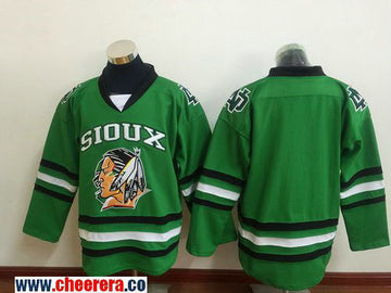 Custom North Dakota Fighting Sioux green jersey