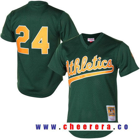 Rickey Henderson Oakland Athletics green Throwback jersey