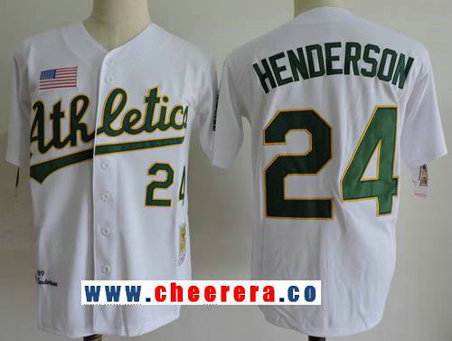 Rickey Henderson Oakland Athletics white Throwback jersey