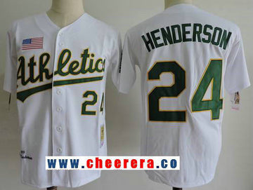 Rickey Henderson Oakland Athletics white Throwback jersey