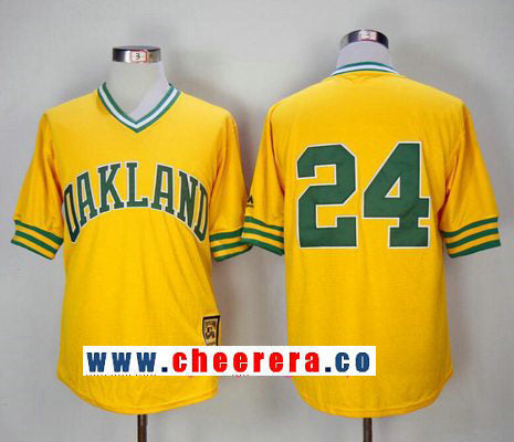 Rickey Henderson Oakland Athletics yellow Throwback jersey