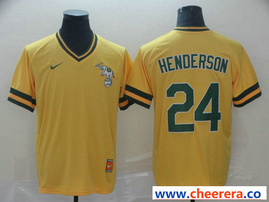 Rickey Henderson Oakland Athletics yellow Throwback jersey