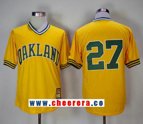 Catfish Hunter Oakland Athletics yellow Throwback jersey