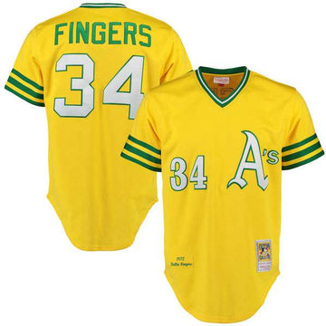 Rollie Fingers Oakland Athletics yellow Throwback jersey