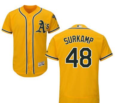 Eric Surkamp Oakland Athletics yellow jersey