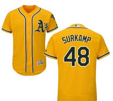 Eric Surkamp Oakland Athletics yellow jersey