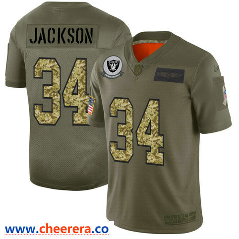Bo Jackson Las Vegas Raiders olive Salute To Service jersey