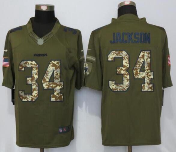 Bo Jackson Las Vegas Raiders green Salute To Service jersey